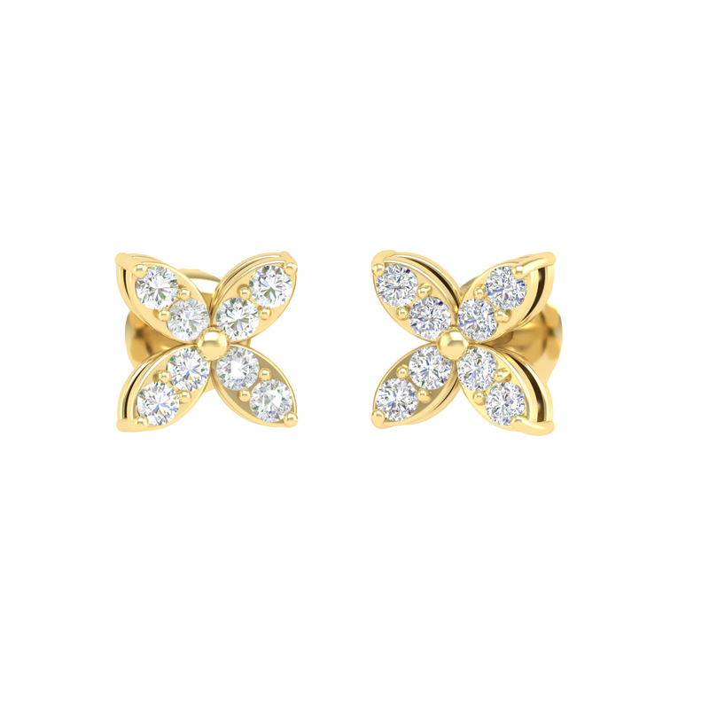 The Christmas Fern Earrings-Yellow Gold-ASHITA