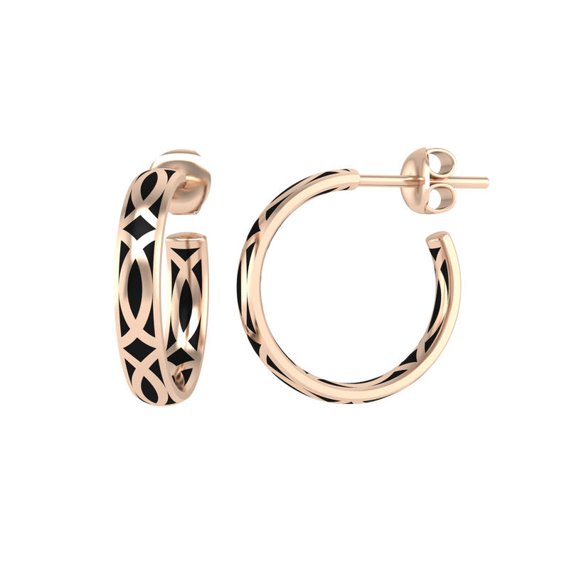 The Brooklyn Hoops In Midnight Black- Rose Gold-ASHITA