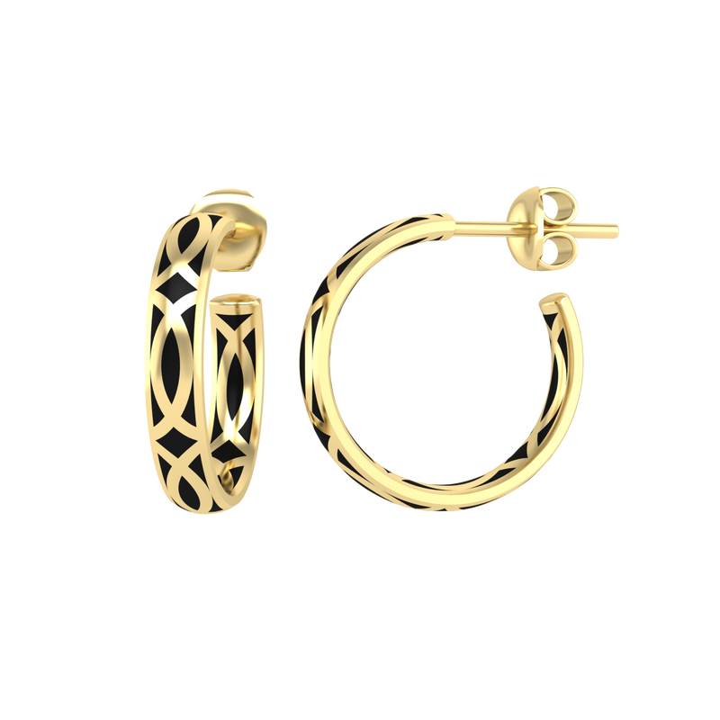 The Brooklyn Hoops In Midnight Black- Yellow Gold-ASHITA