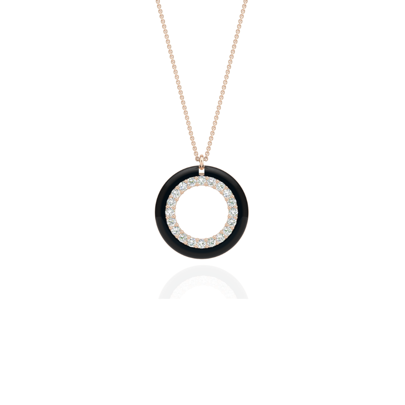 The Crosby Necklace in Midnight Black-Rose Gold-ASHITA