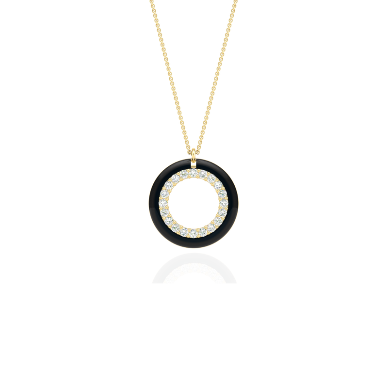 The Crosby Necklace in Midnight Black-Yellow Gold-ASHITA