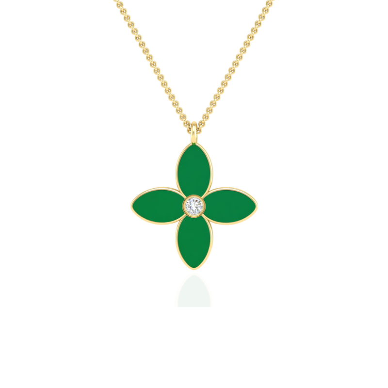 The Mulberry Necklace in Emerald Green-Yellow Gold-ASHITA