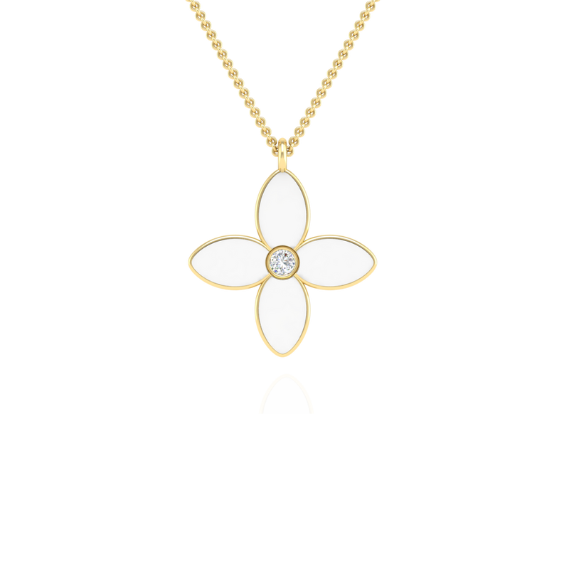 The Mulberry Necklace in Ivory White-Yellow Gold-ASHITA