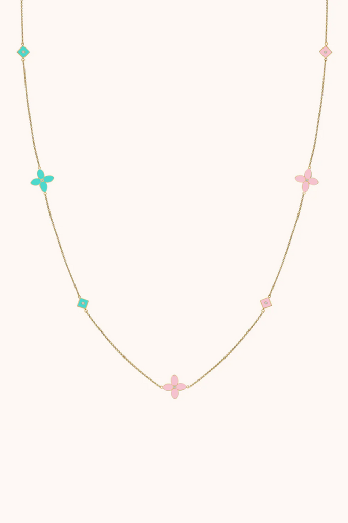 The Grand Necklace in Baby Pink/Aqua