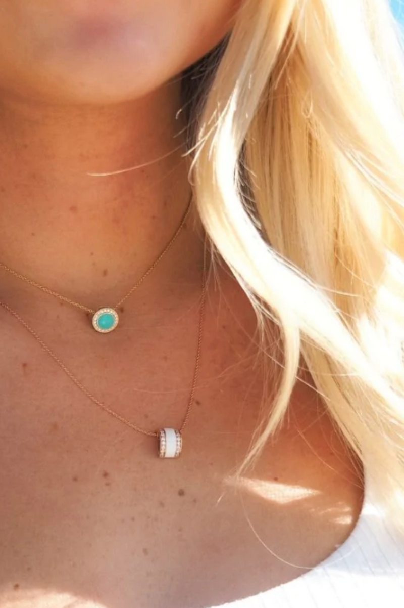The Lafayette Necklace in Capri Blue/Baby Pink