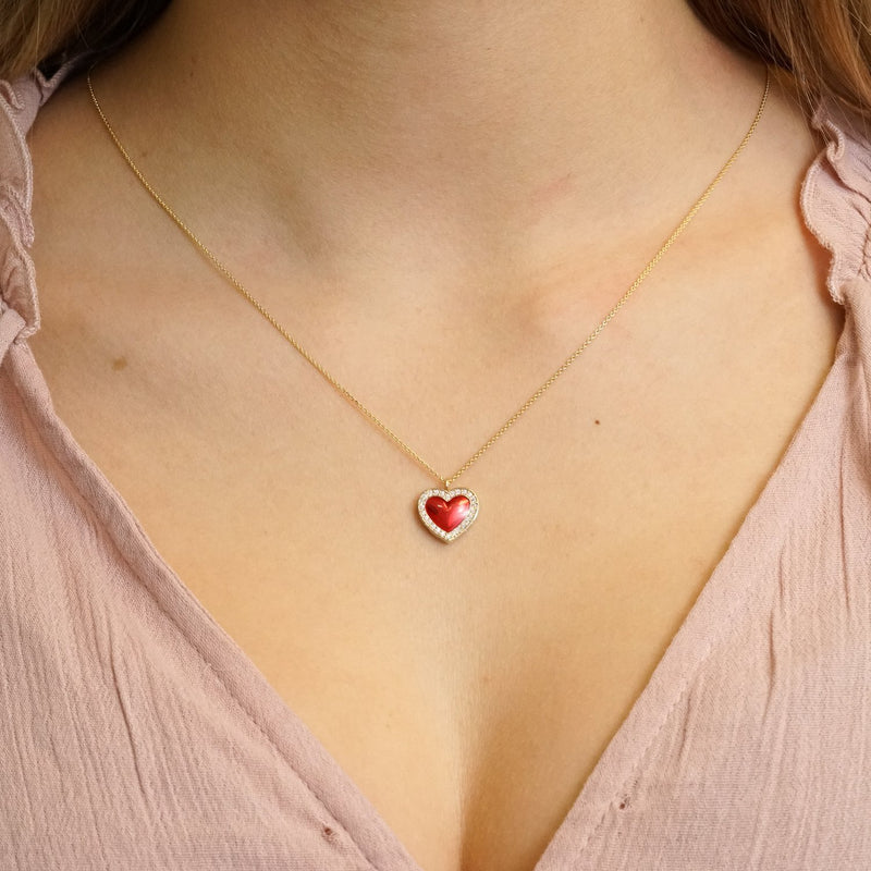 The Jane Necklace in Scarlet Red on Model