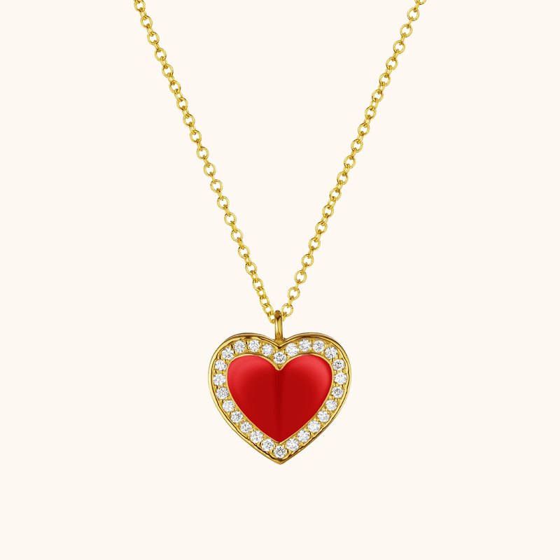 The Jane Necklace in Scarlet Red, Yellow Gold